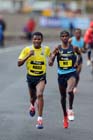 Haile Gebrselassie leads from Mo Farah in the BUPA Great North Run.
